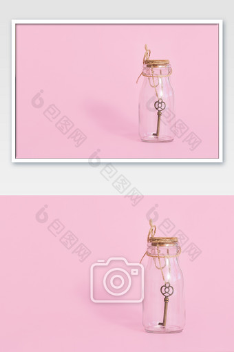 情人节钥匙玻璃瓶创意恋爱密码图片