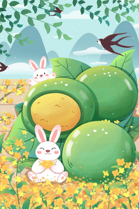 清明节青团插画图片