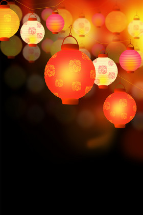 古风元宵效果灯笼