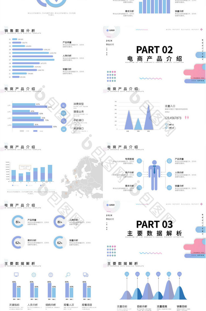浅色商务风电商年度促销数据复盘PPT模板