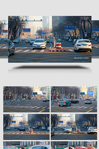 天津城市道路马路路口车流实拍4K图片