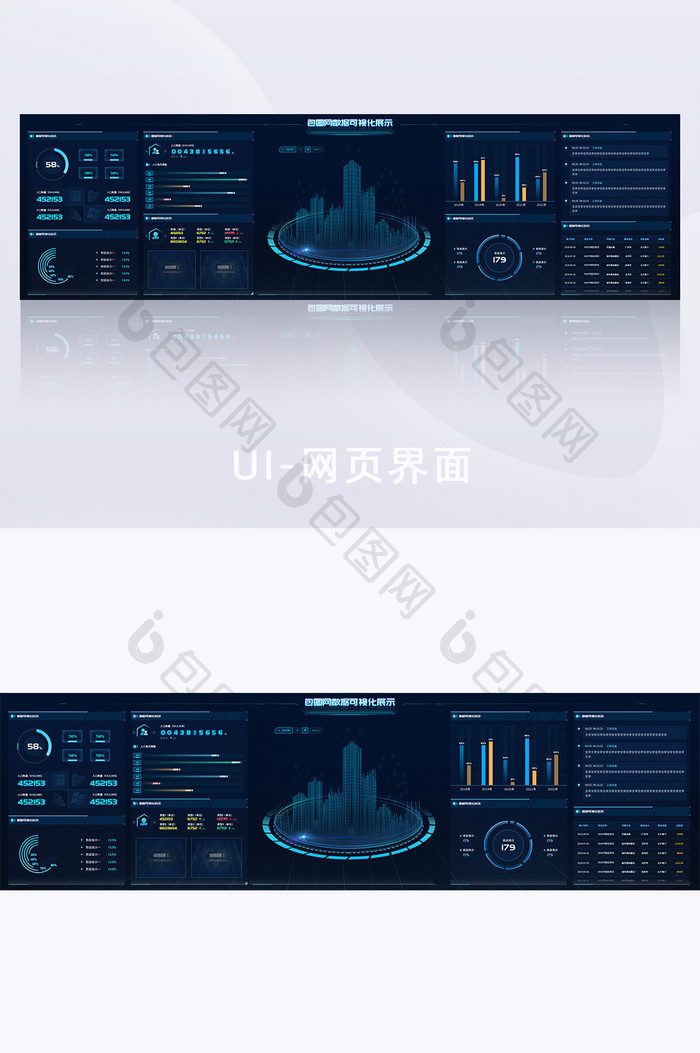 科技感智慧城市数据可视化超级大屏数据展示
