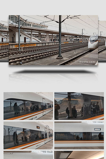 城市交通工具和谐号动车组高铁4K实拍图片