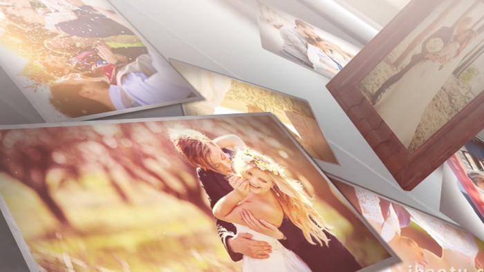 相框照片展示浪漫婚纱生活照相册AE模板