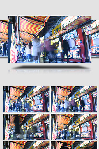 美食街夜市户外街头人流4k延时实拍视频图片