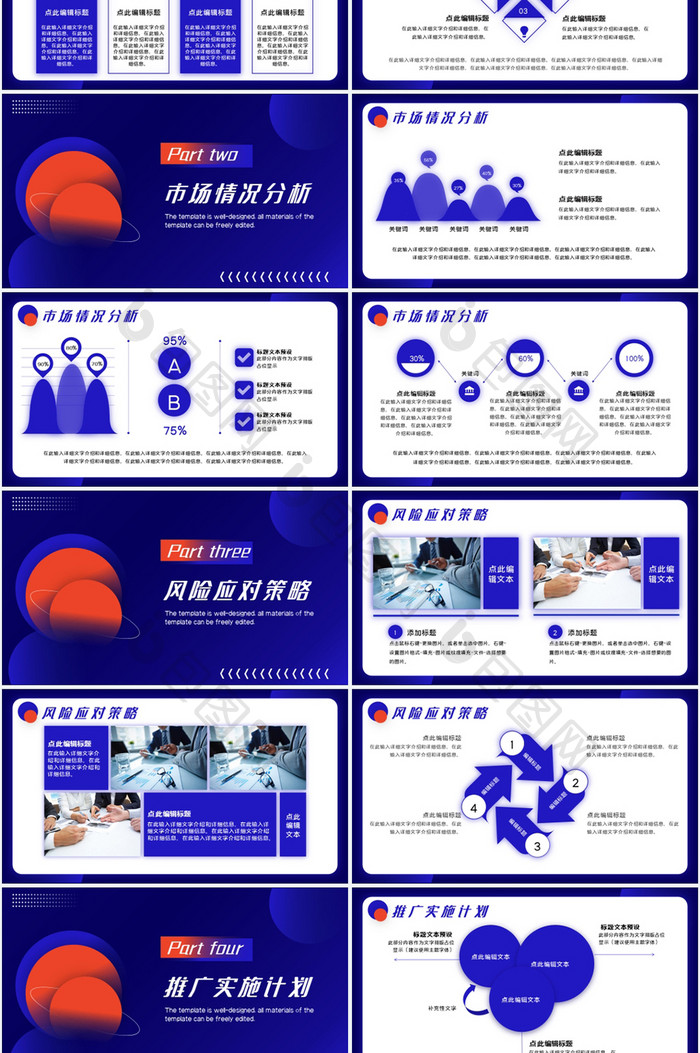 蓝色商务风竞品商业分析报告PPT模板