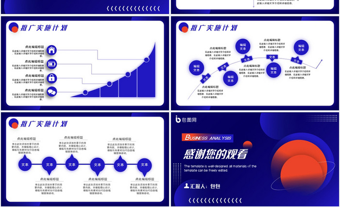 蓝色商务风竞品商业分析报告PPT模板