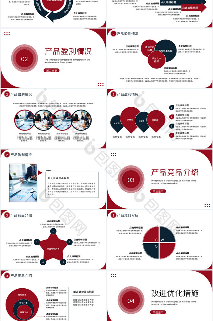红黑色简约竞品商业分析报告PPT模板