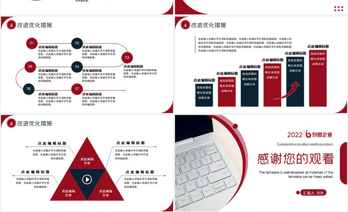 红黑色简约竞品商业分析报告PPT模板