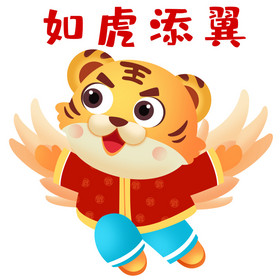 红色新年如虎添翼表情包gif图
