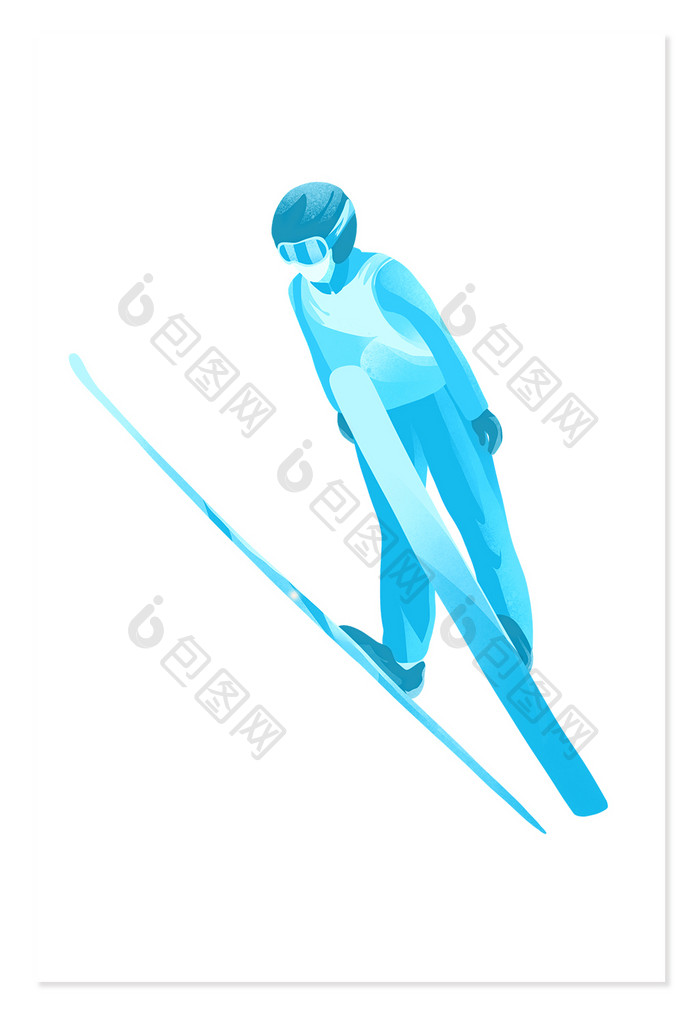 冰雪项目跳台滑雪扁平风卡通人物