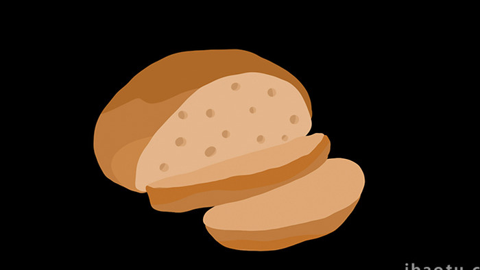 易用卡通类mg动画食物类切片全麦面包