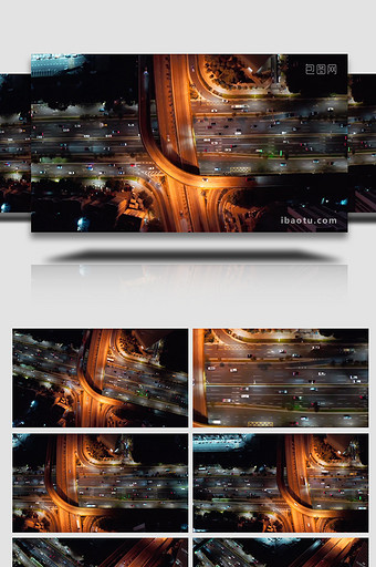 城市交通大气深圳夜晚高架桥车流航拍图片