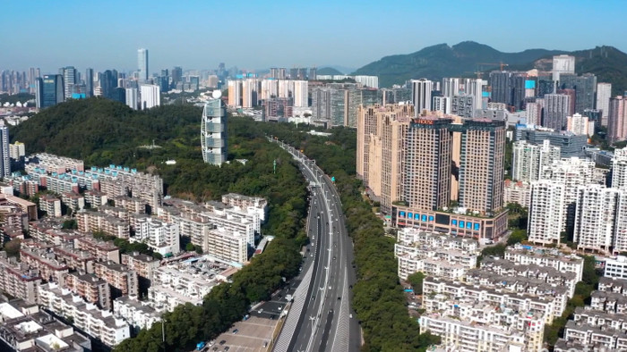 交通大气深圳京港澳高速车流航拍