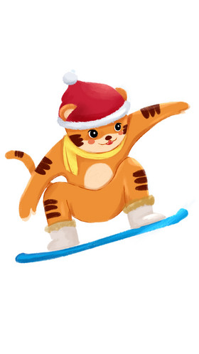 老虎滑冰卡通画图片