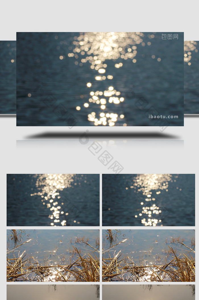 自然水面波光粼粼阳光倒影唯美意境4K素材