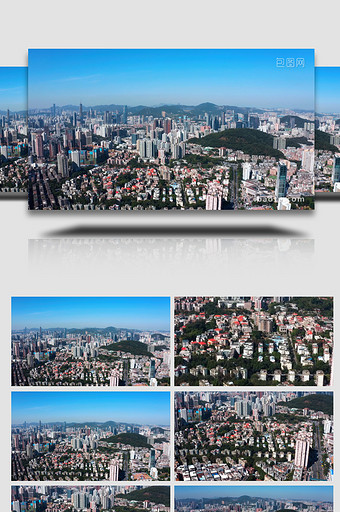 城市大气深圳罗湖区绿化城市建设航拍图片