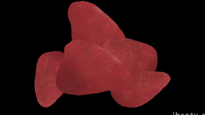 易用写实类mg动画食物零食红色的冻干草莓