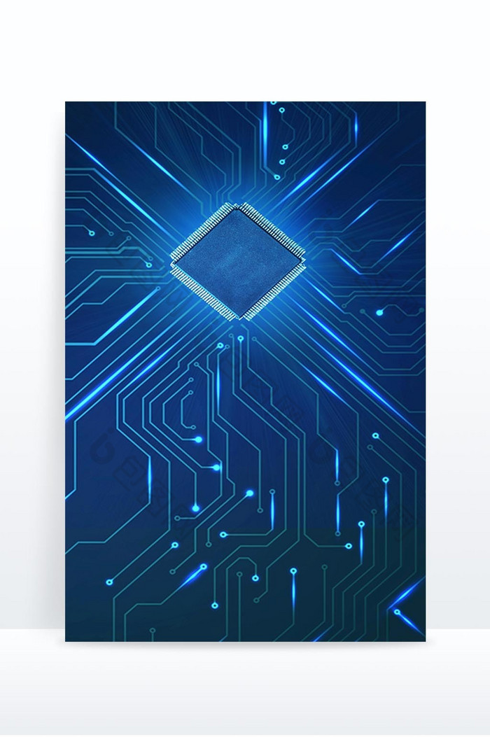 科技智能蓝色电路板芯片背景