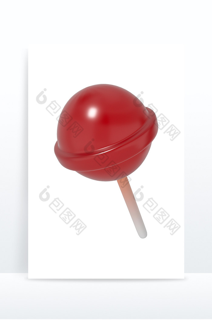 3D元素甜品甜点草莓棒棒糖C4D模型图片图片