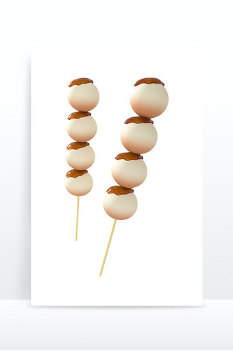 3D元素丸子串串甜品甜点C4D模型图片