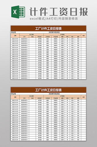 员工工资计件考勤表excel模板图片