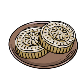 中秋节插画赏月博饼月饼促销茶叶茶饼包装春季蛋挞和华夫饼中秋节插画