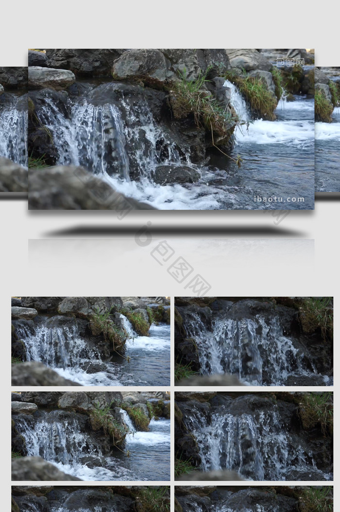 自然风景山水山泉水小瀑布石头自然景观实拍