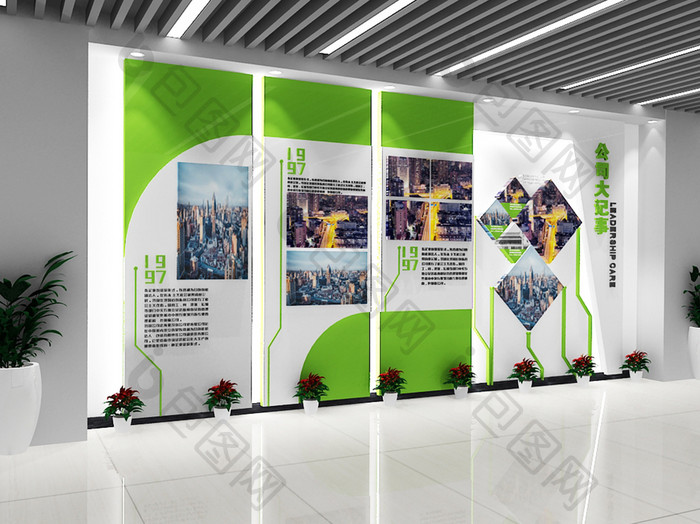 绿色环保科技企业文化墙发展历程文化展板
