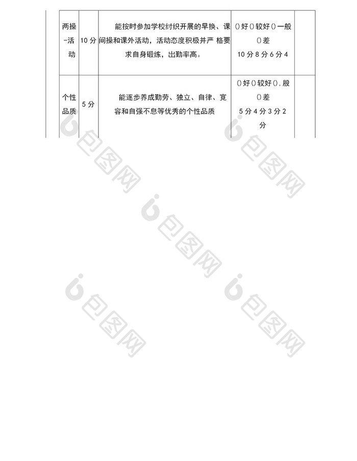 学生综合素质评价表word模板