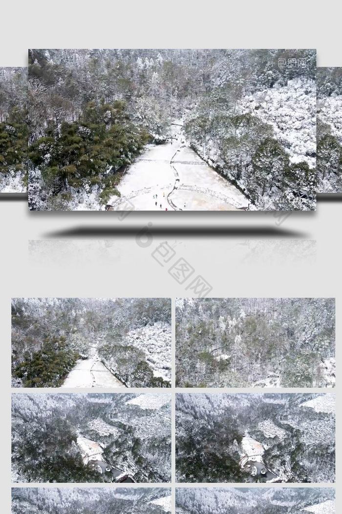 大气湖南湘西大山冬天山谷雪景航拍