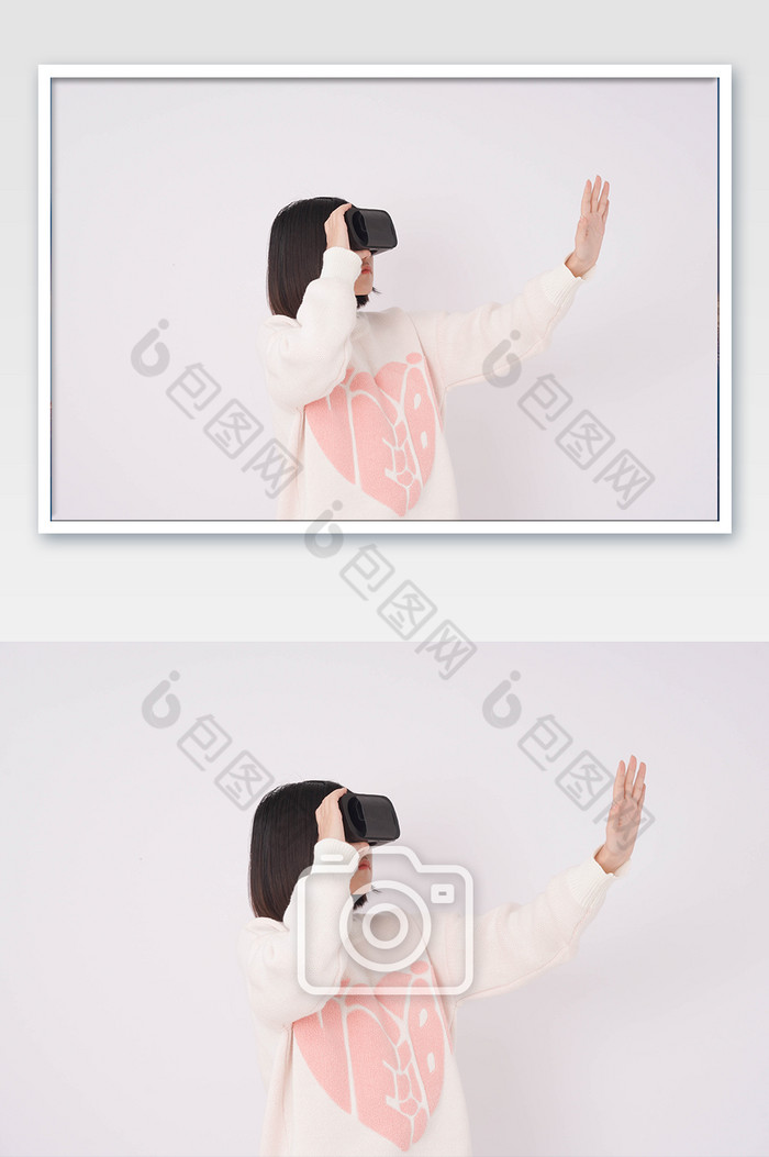 元宇宙戴VR眼镜触摸女孩图片图片