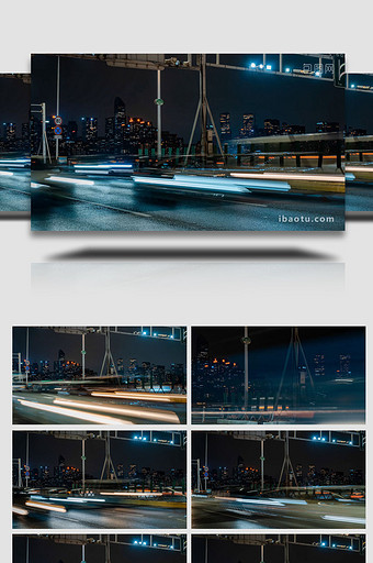 城市地标震撼杭州CBD高架车流8K延时图片