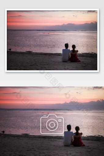 海边日落情侣情人节图片