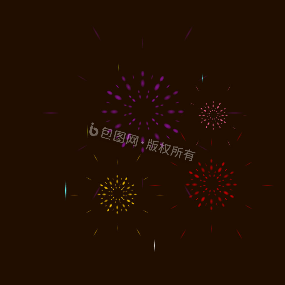 春节节日多彩烟花绽放动图GIF图片