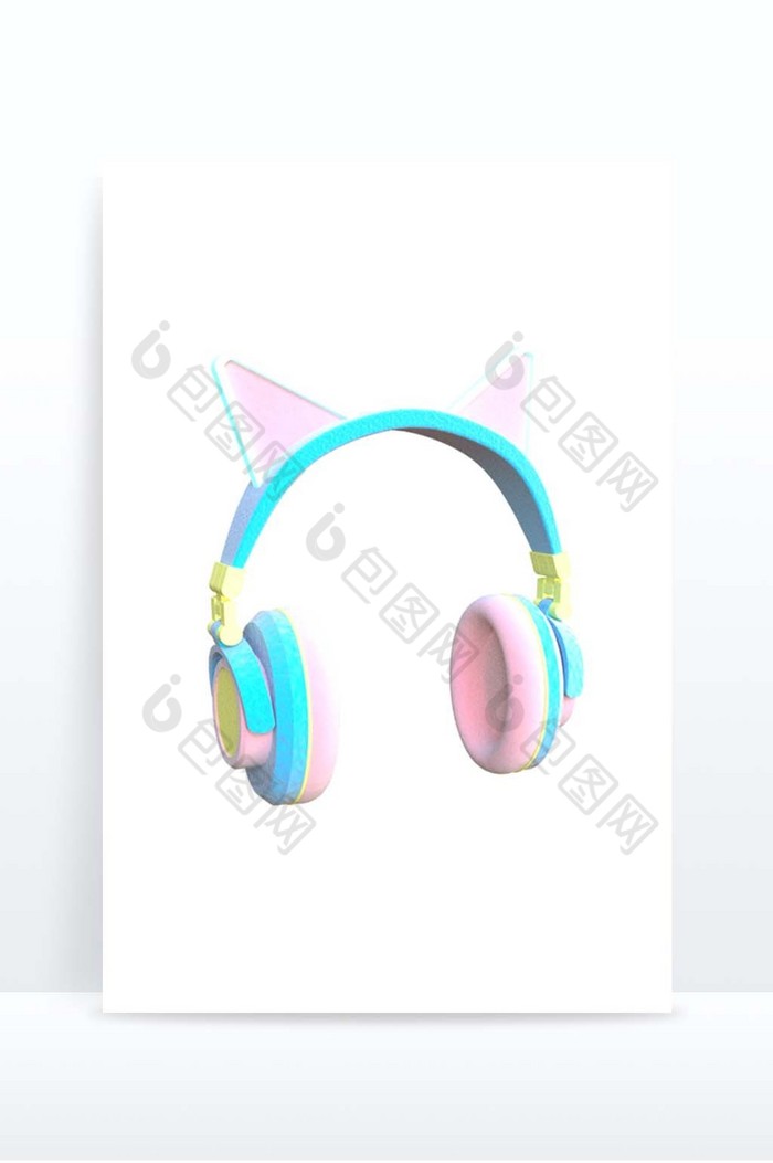 C4D日常元素卡通猫耳朵耳机图片图片