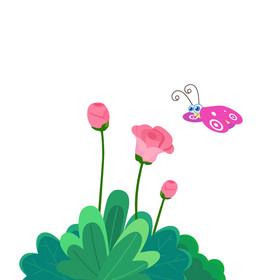 卡通可爱蝴蝶与花挂件动图GIF