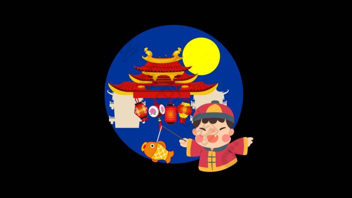 元宵节节日花灯赏月元宵mg动画