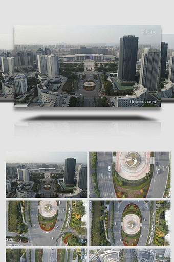 大气山东济南城市交通转盘航拍图片