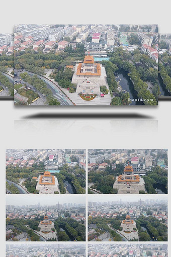 大气山东济南地标解放阁历史文化古建筑航拍图片
