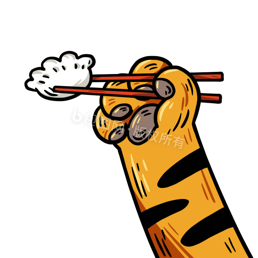 国潮老虎吃饺子动图gif