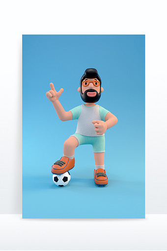 C4D卡通创意足球健将运动人物模型图片