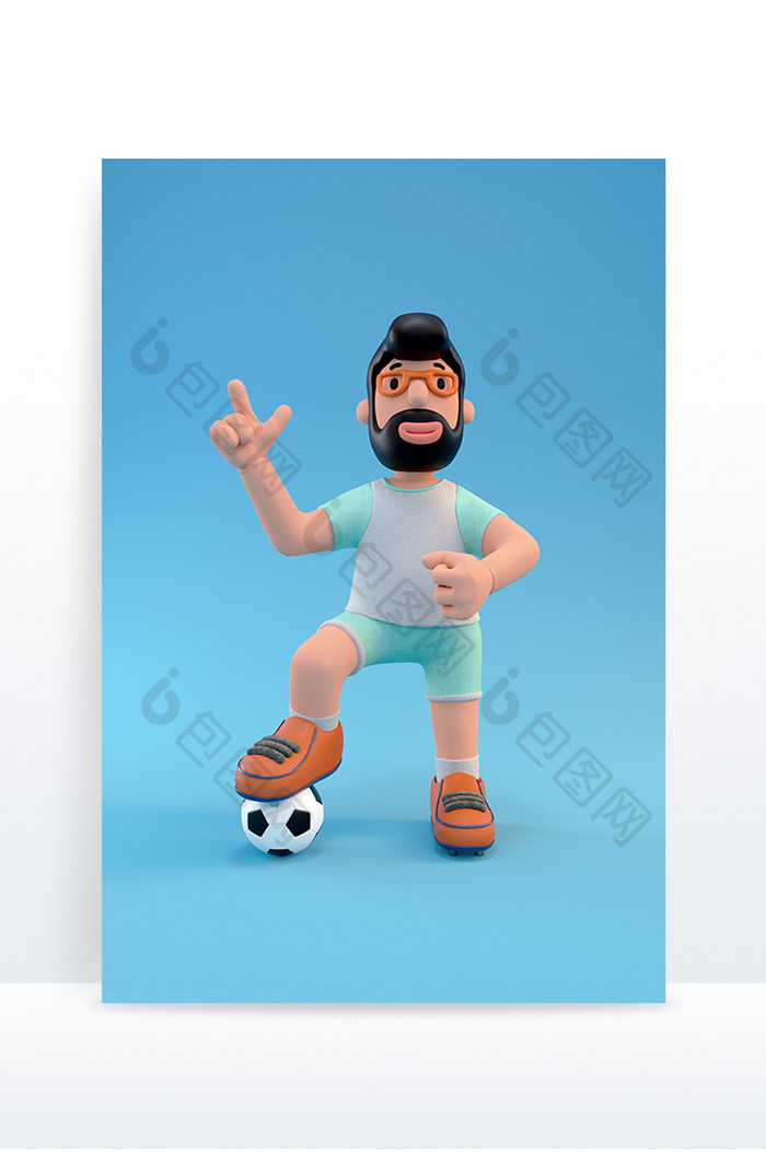 C4D卡通创意足球健将运动人物模型图片图片