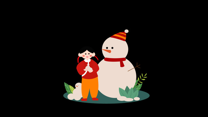 卡通创意可爱雪人人物冬季mg动画