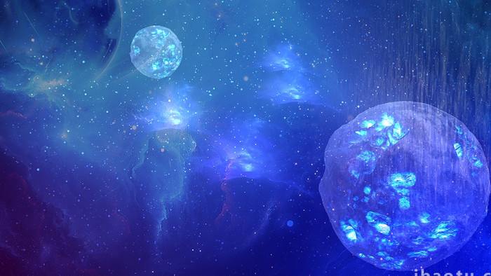 蓝色粒子星空背景视频AE模板