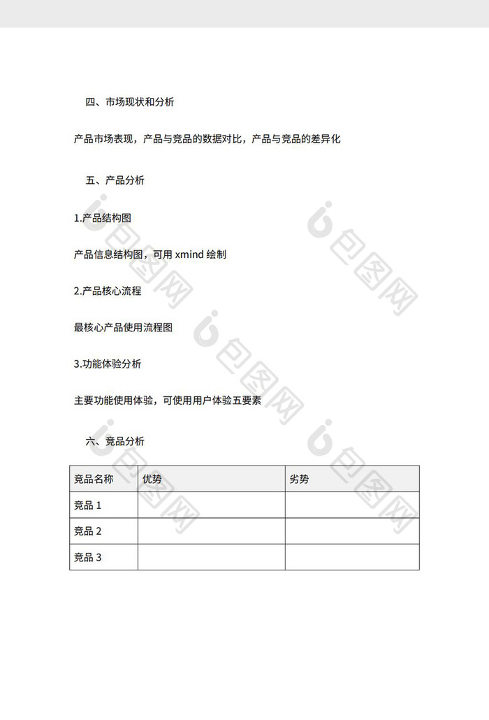 互联网产品体验报告  Word模板