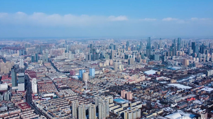 天津城市地标建筑大气远景航拍4K