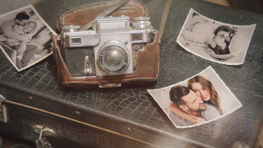 复古老式照相机实拍温馨回忆相册AE模板