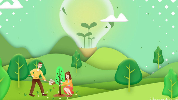 新概念植树节环保背景视频
