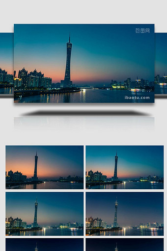 城市地标广州城市地标小蛮腰日转夜延时摄影图片